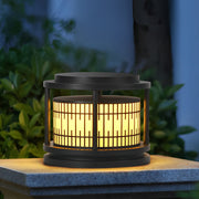 Modern Solar Fence Post Light with Retro Pattern - Waterproof LED