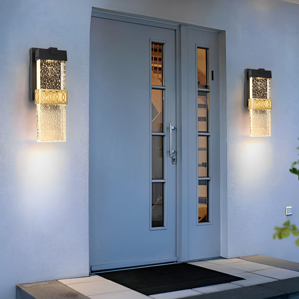 Crystal Bubble Outdoor Wall Light - Modern Black Aluminum LED Sconce