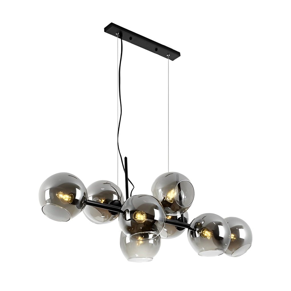 8-Light Glass Shade LED Chandelier Modern Dining Room Fixture