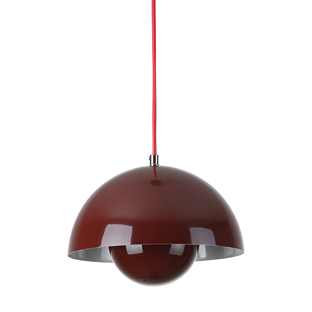 Mushroom Pendant Light – Metal Dome Shade with Warm Glow