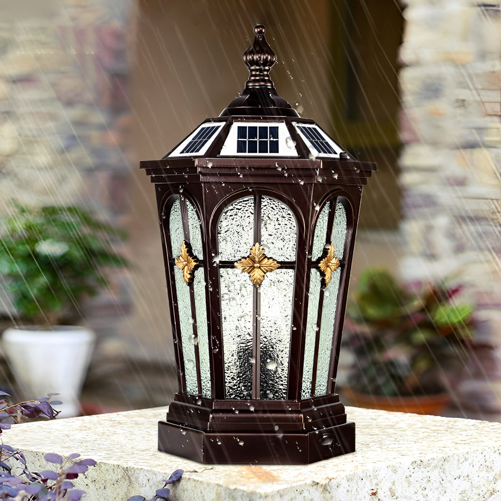 Solar Post Light Modern Aluminum Glass Outdoor Fence Lamp
