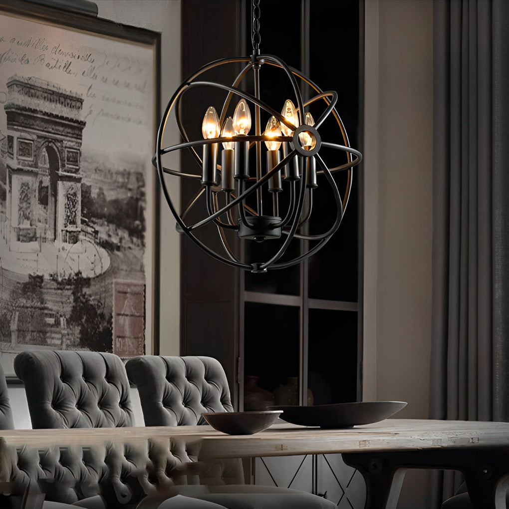 Retro Birdcage Iron Chandelier Pendant Light | Matte Black