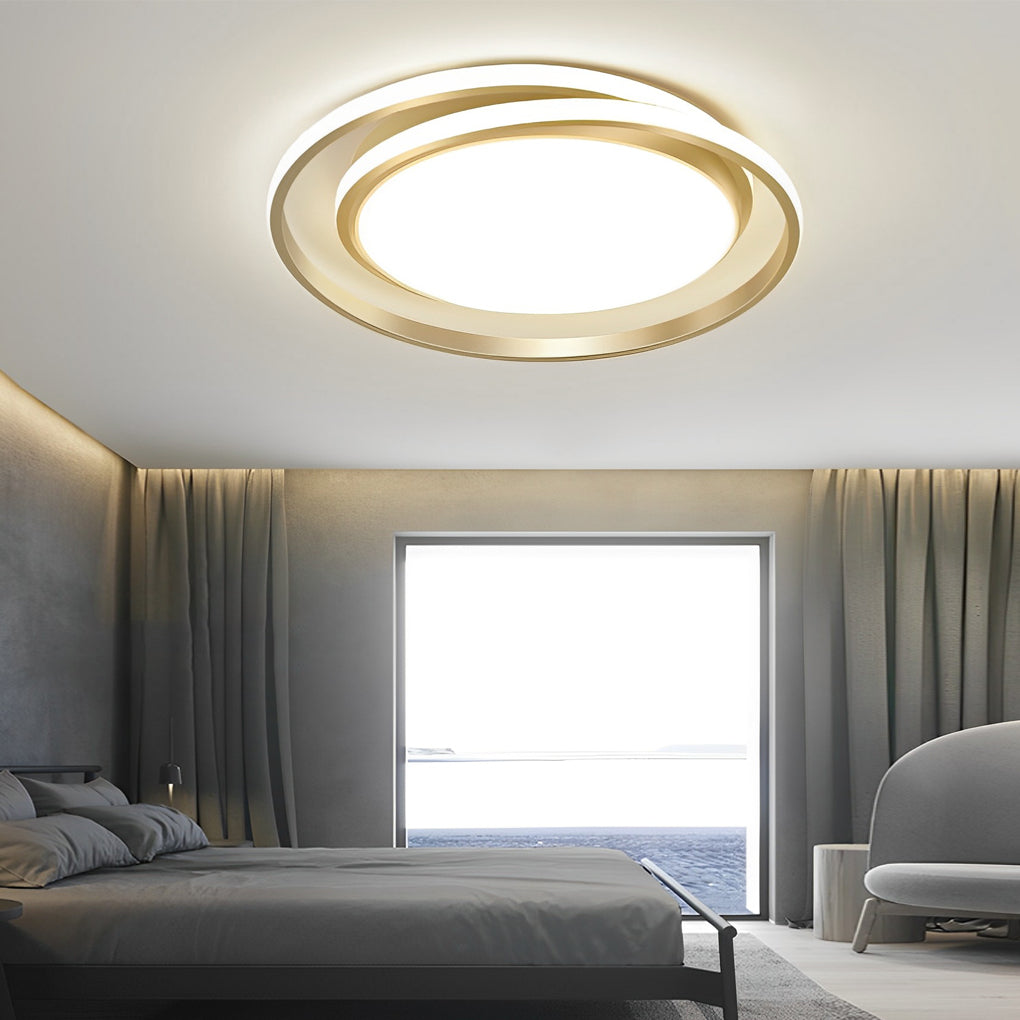 Modern Circular LED Flush Mount Ceiling Light with Dimming Remote
