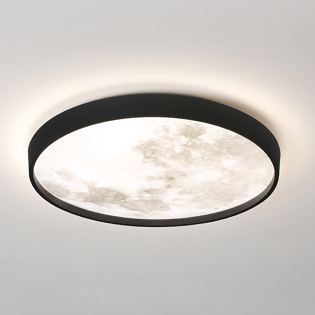 Modern Moon LED Flush Mount Ceiling Light with 3-Step Dimming