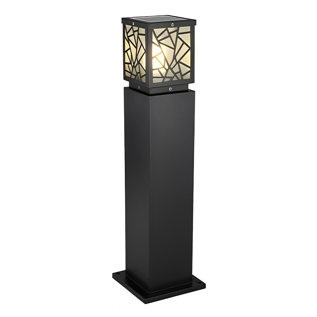 Modern Solar LED Bollard Path Light Black Waterproof Outdoor