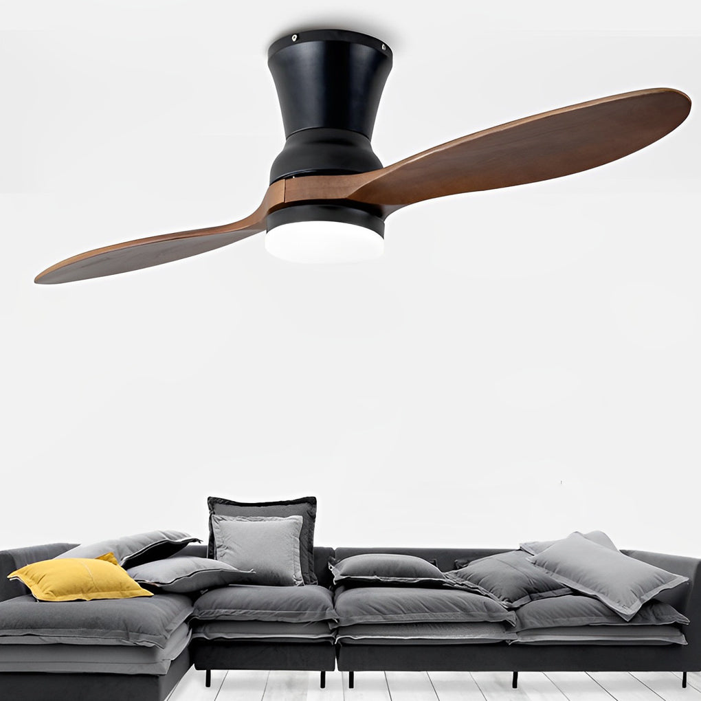 Modern Wood Ceiling Fan with Dimmable LED Light & Remote - 56 Inch