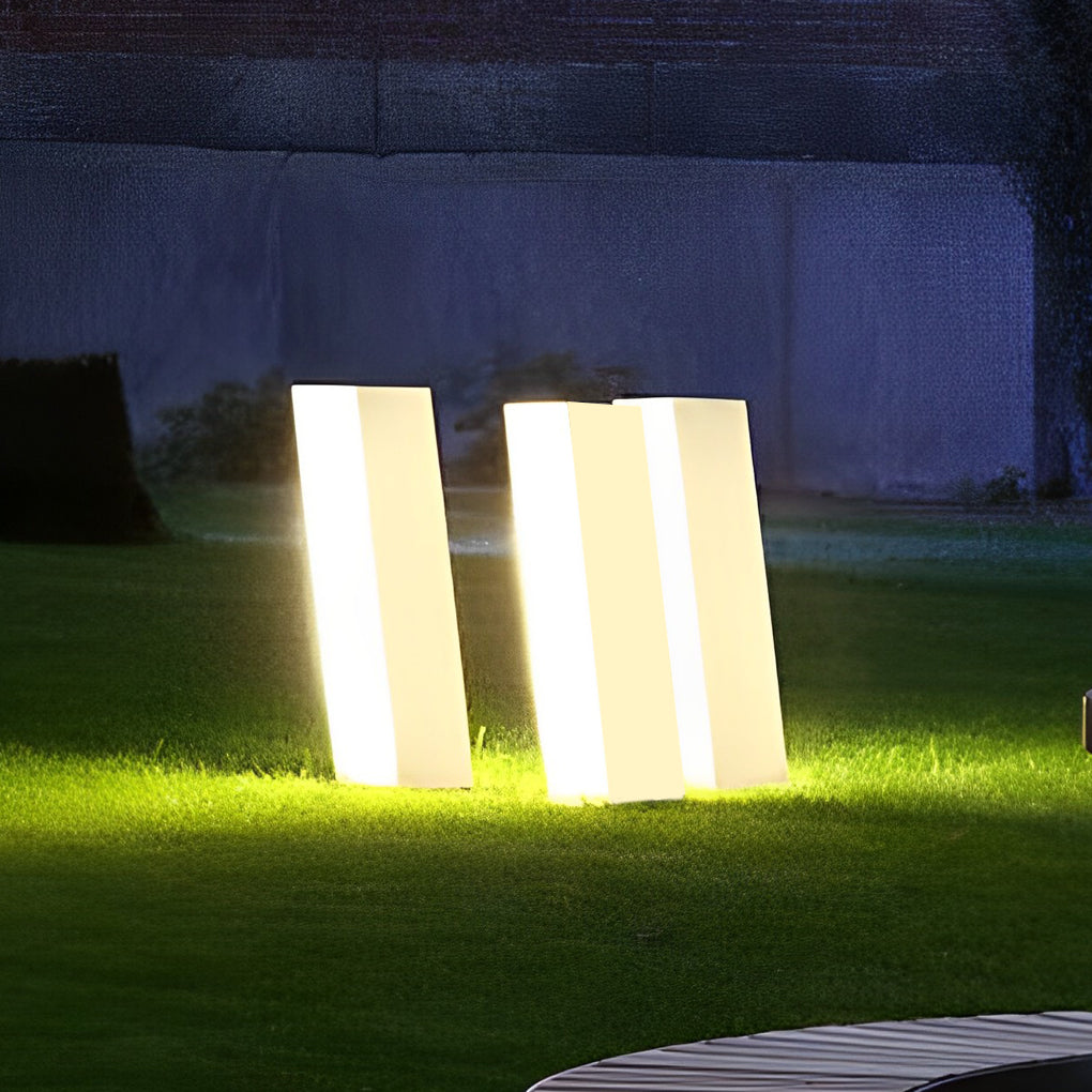 Modern Cuboid Inclined LED Outdoor Lawn Lamp - Stainless Steel