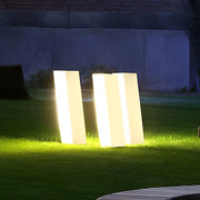 Modern Cuboid Inclined LED Outdoor Lawn Lamp - Stainless Steel