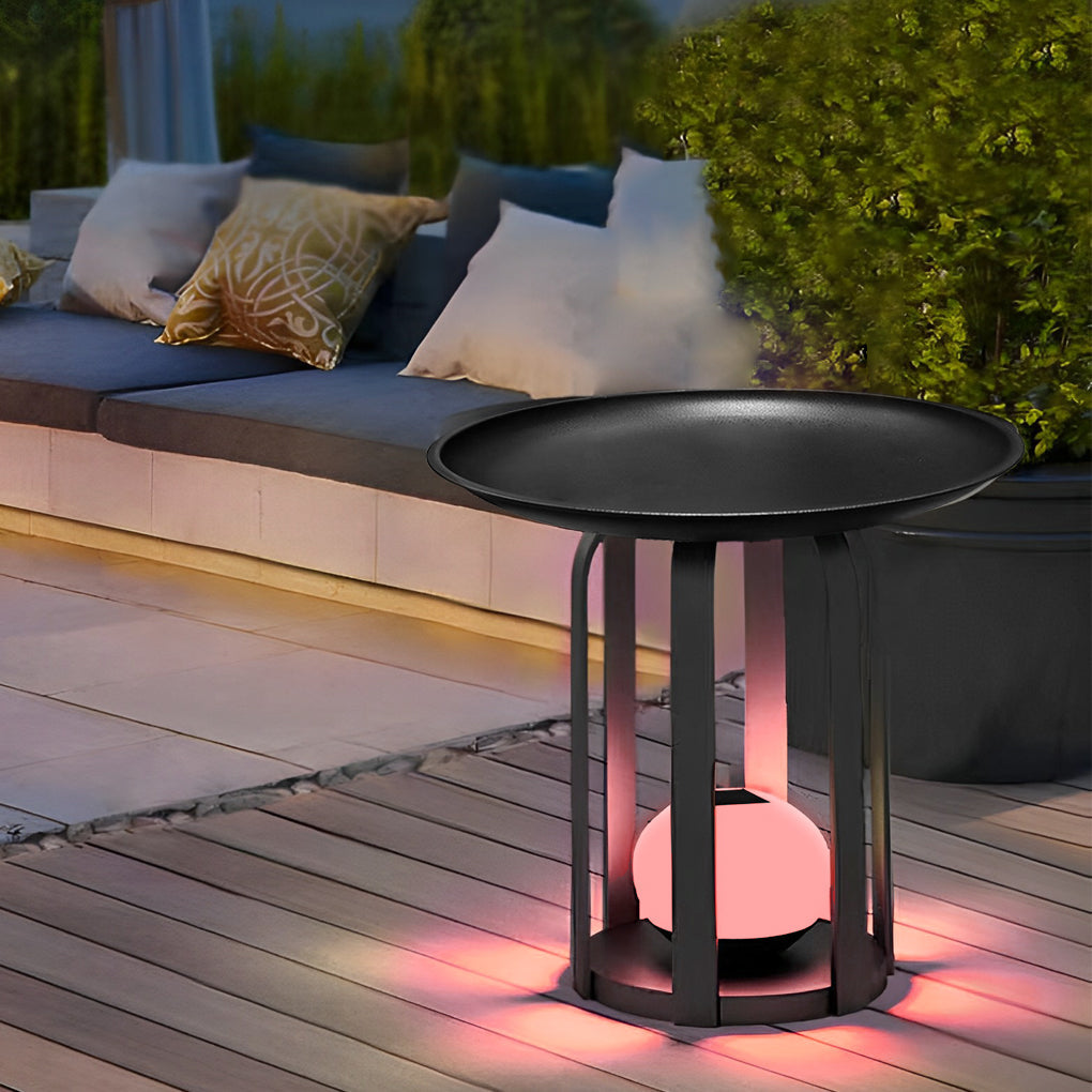 Solar Waterproof Outdoor Floor Lamp & Metal Table Set