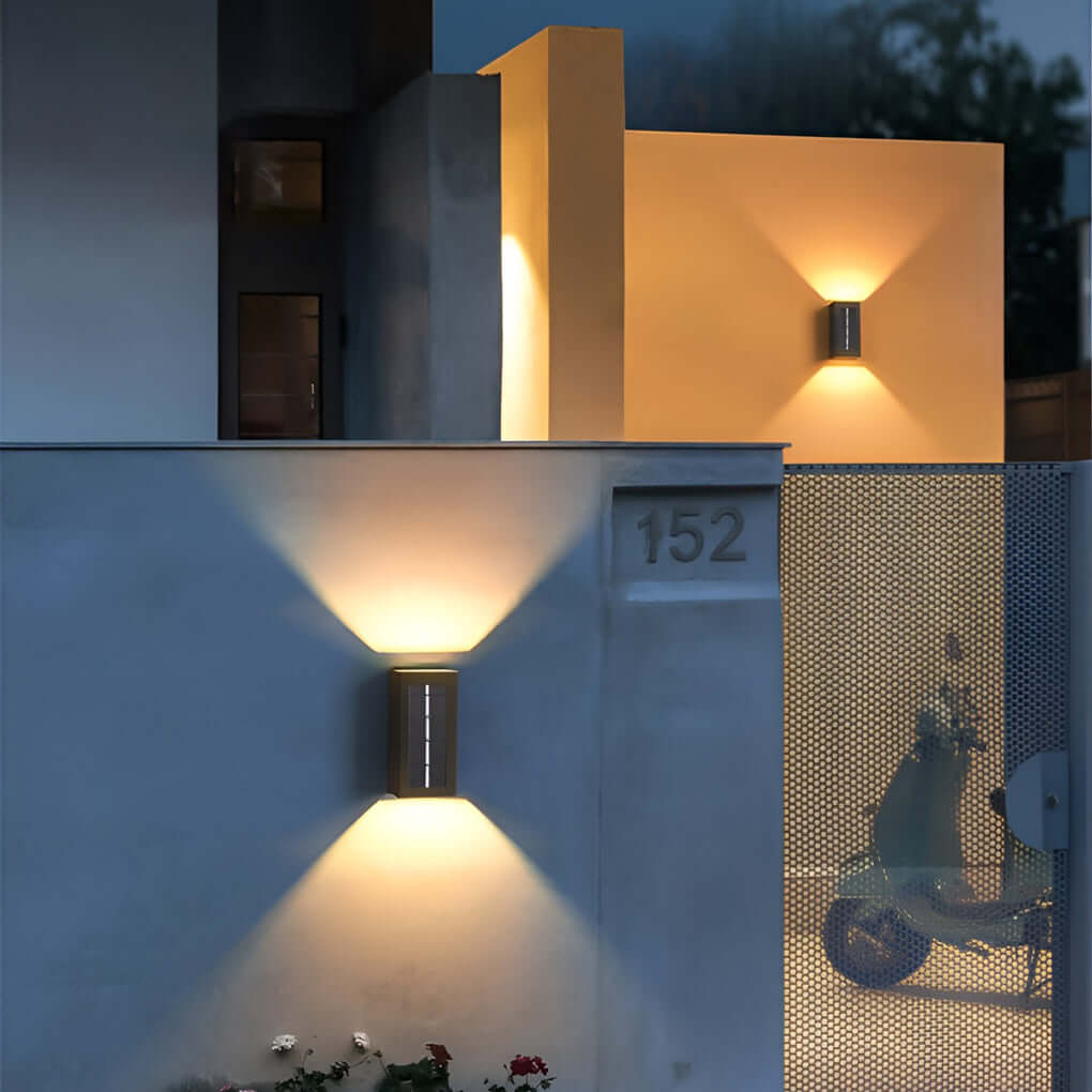 Solar LED Up Down Wall Sconce Waterproof Outdoor Lighting