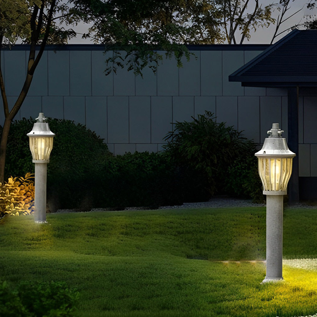 Modern Caged Pathway Light - Die-Cast Aluminum Outdoor Lamp