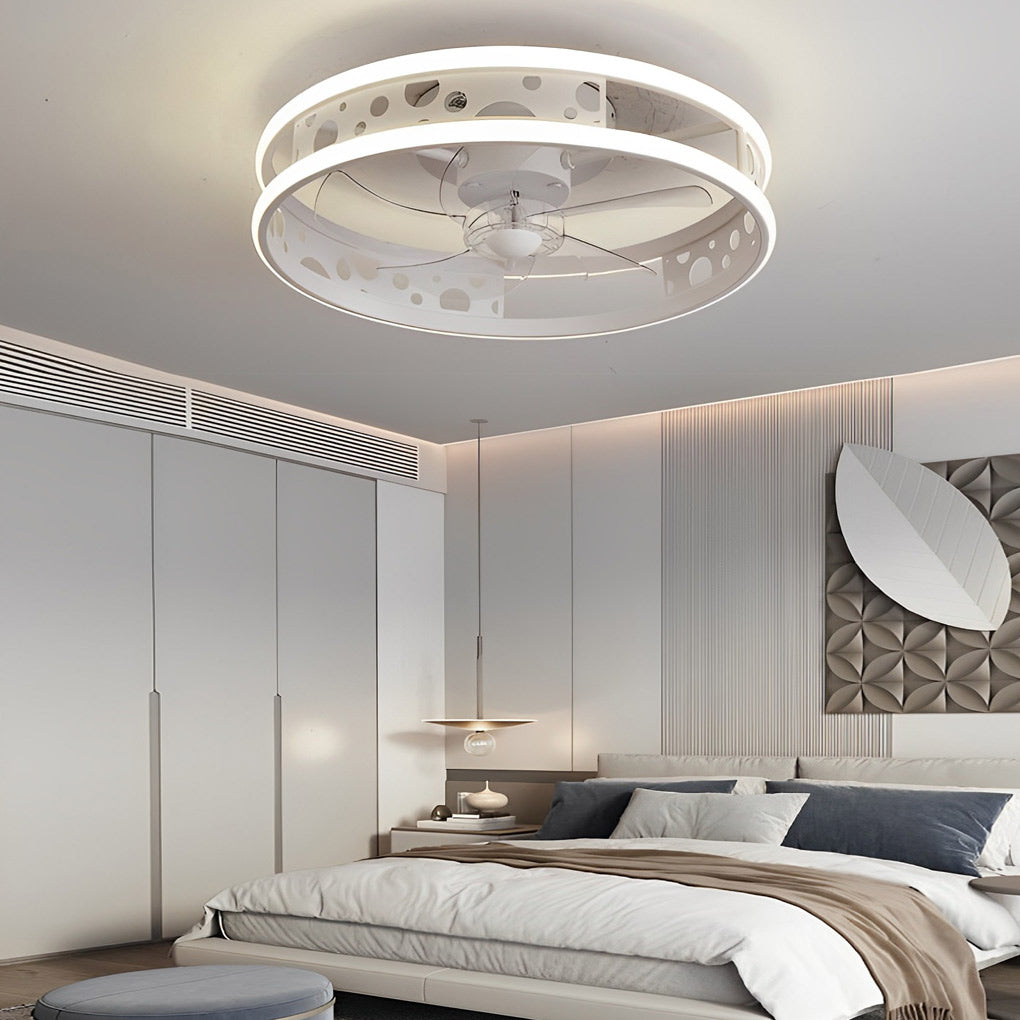 Modern Bladeless Ceiling Fan Light with Dimmable LED