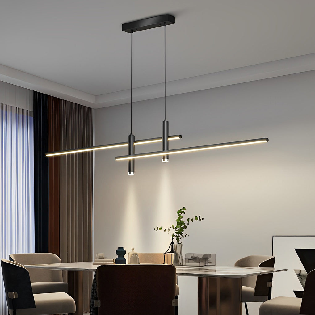 Modern Linear LED Chandelier with Dimming Control