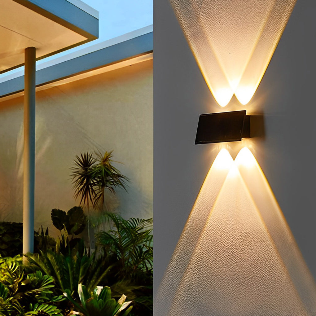 Solar LED Up Down Wall Light Waterproof Outdoor Modern Washer