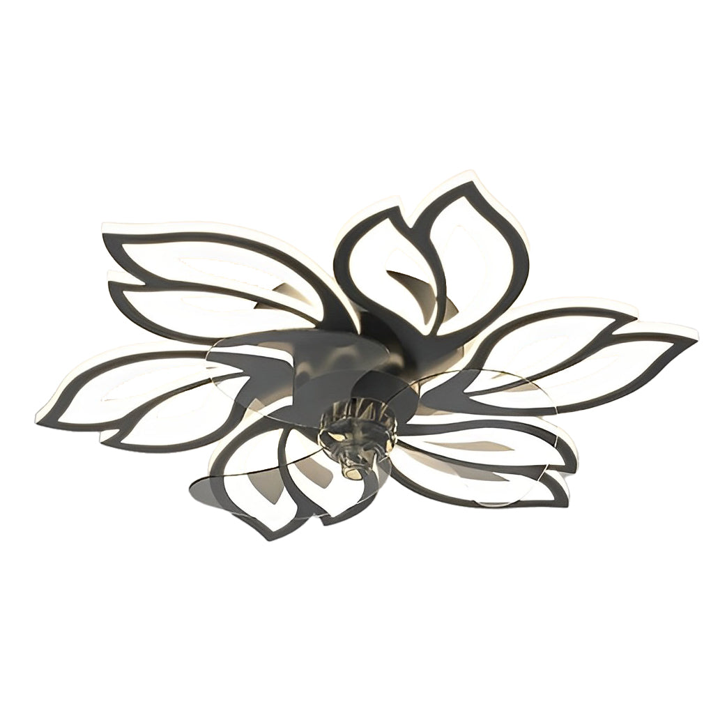Modern Flower LED Ceiling Fan Light with Stepless Dimming