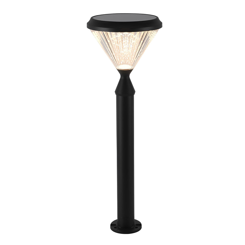 Solar LED Outdoor Light with Ribbed Shade in Black