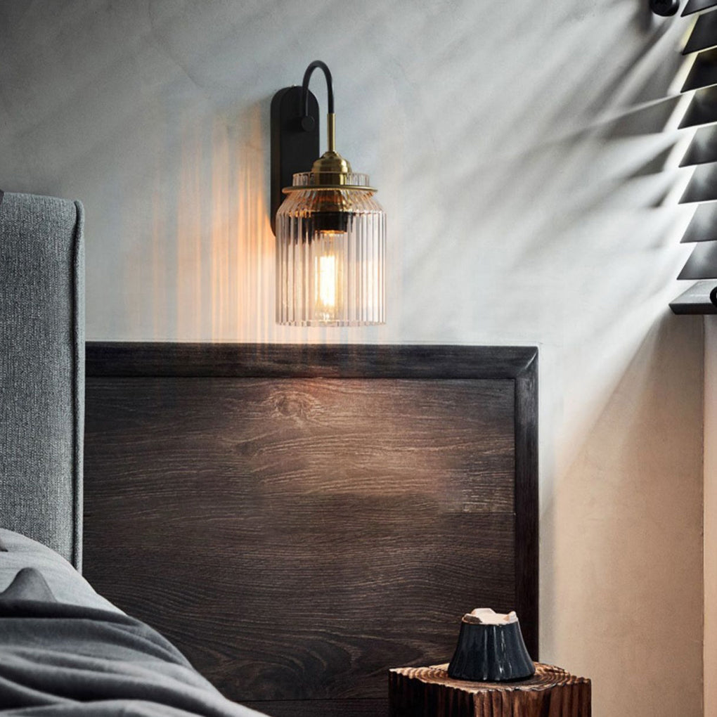 Modern Wavy Glass Wall Sconce with Gold Metal Frame