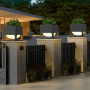 Square Waterproof Planter Post Light Modern Black Outdoor LED