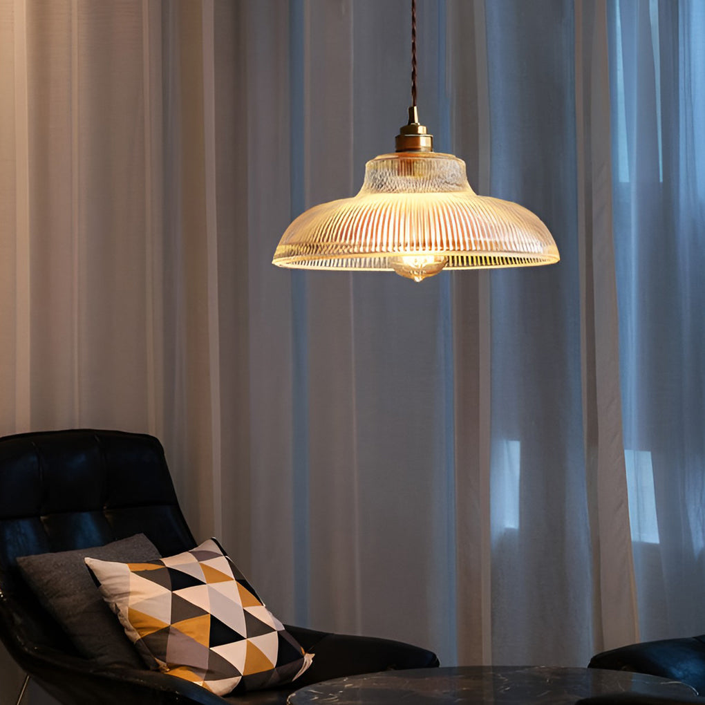Modern Round Glass Pendant Light with Copper Fixture E27