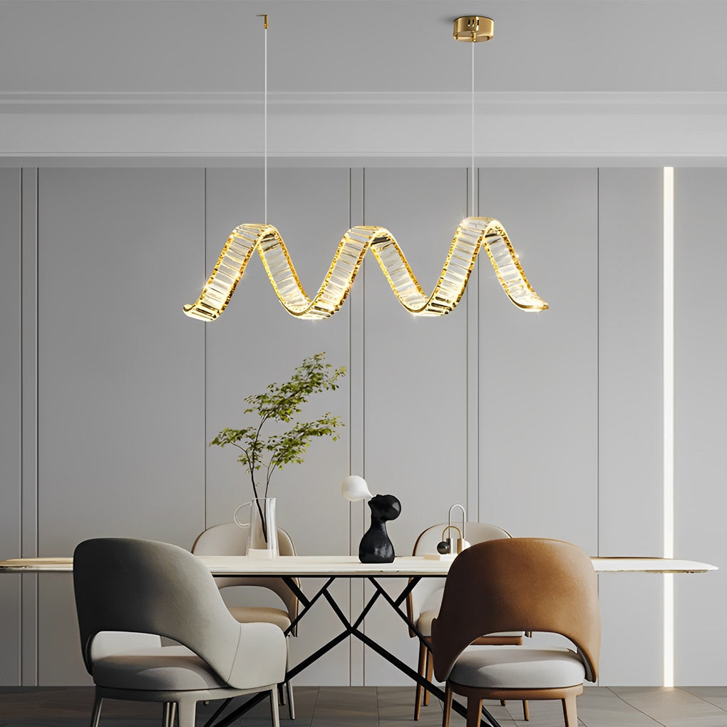 Crystal Wave LED Pendant Light - Modern Dining Room Chandelier