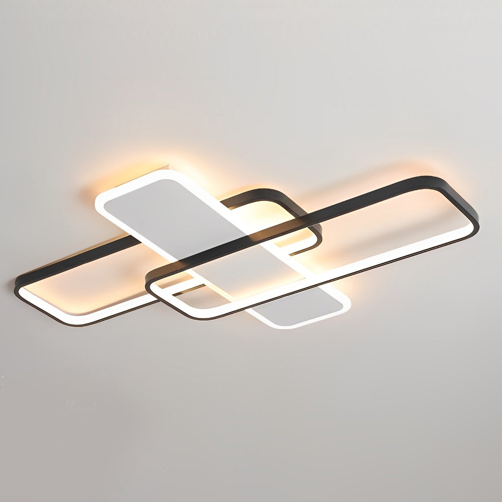 Modern Square Overlapping LED Ceiling Light with Stepless Dimming