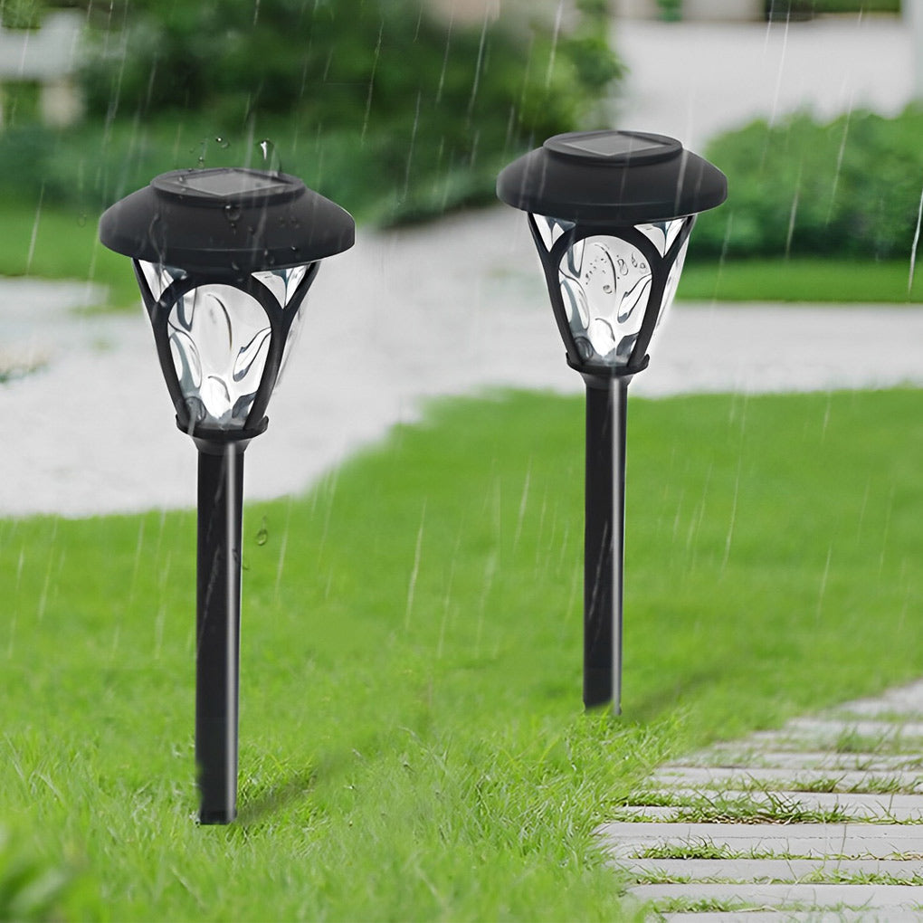 Solar LED Lawn Lamp Set with Black Glass Shade (2 Pack)