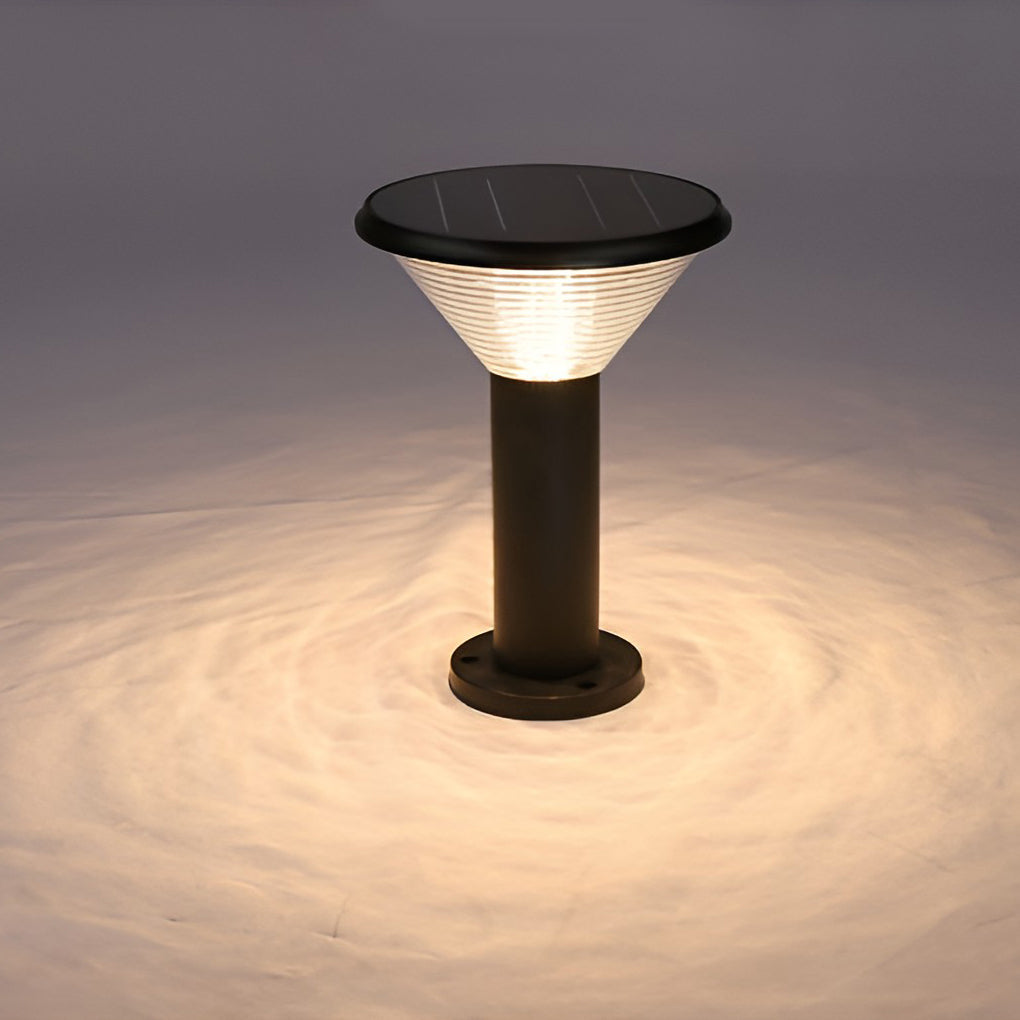 Solar LED Pathway Light Black Cylindrical Outdoor Landscape Lighting