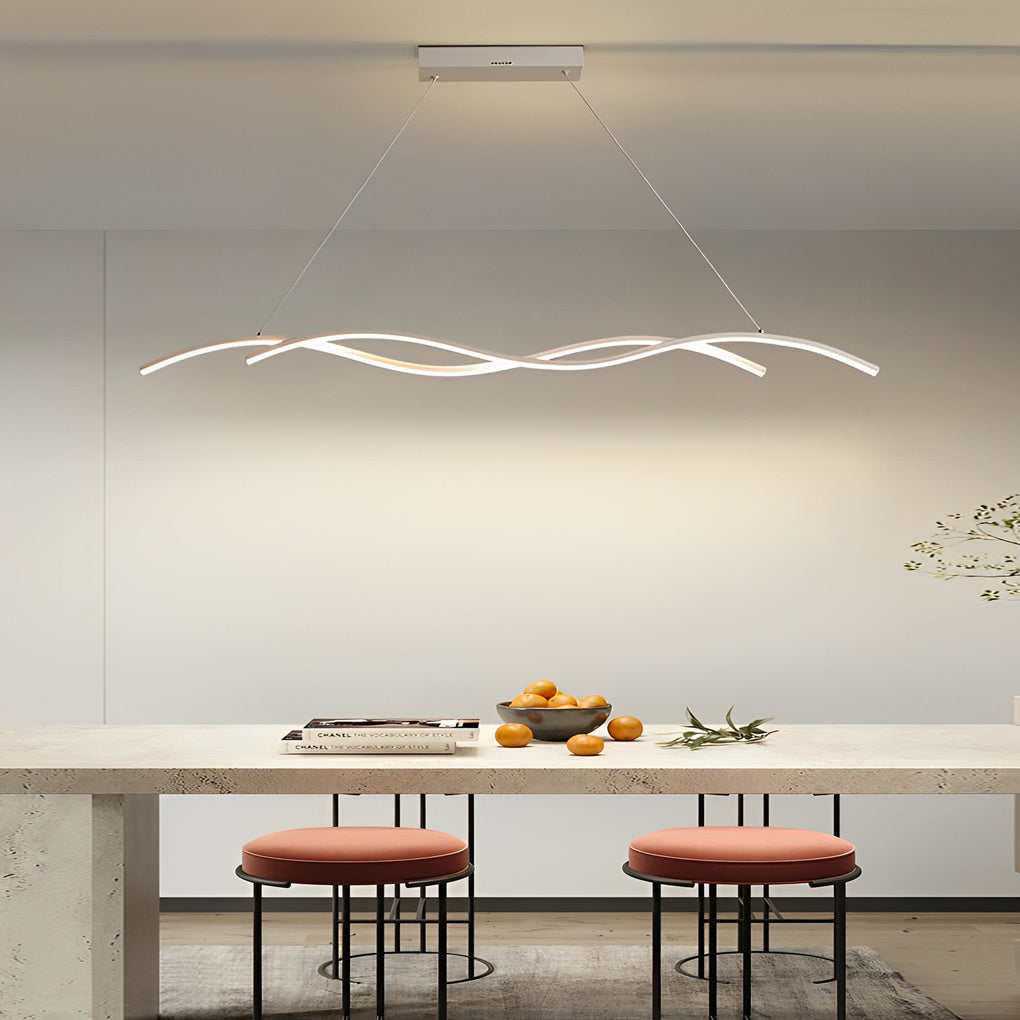 Double Wave Modern LED Pendant Light in Black or White