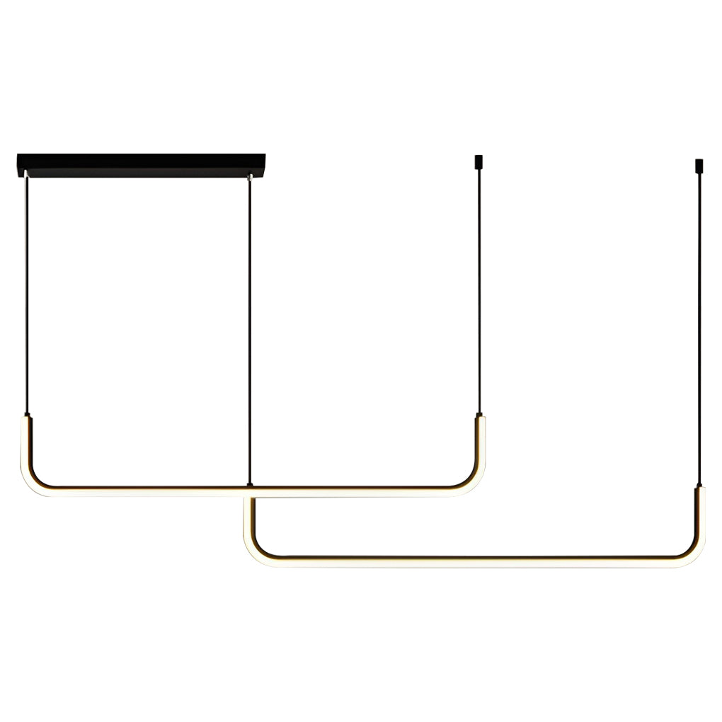 Modern Linear LED Pendant Light with 3-Step Dimming – Black Aluminum