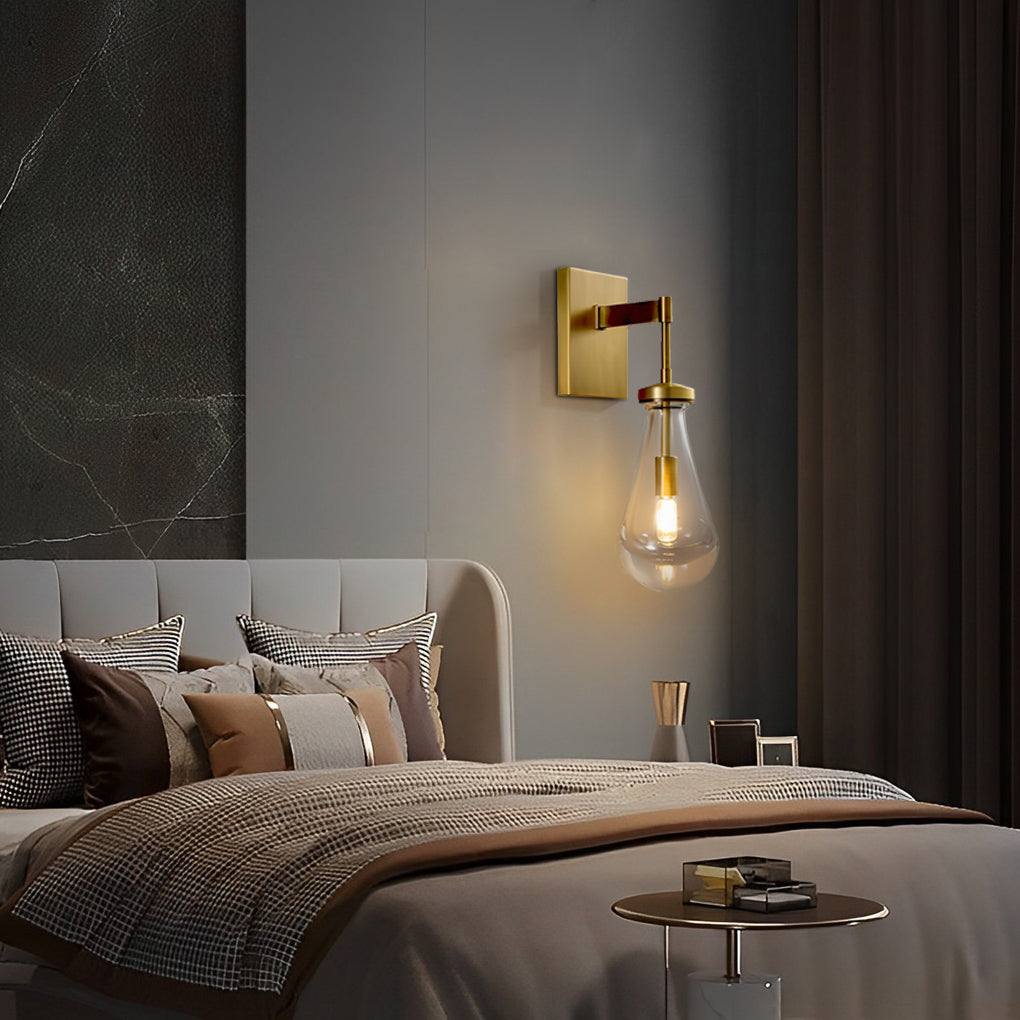Crystal Water Drop Modern Wall Sconce with Copper Finish