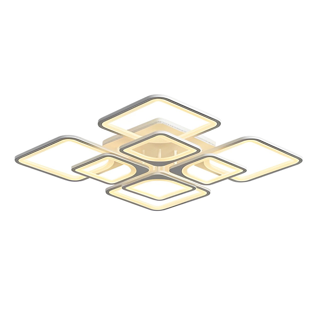 Modern Square LED Ceiling Light with Stepless Dimming & Remote
