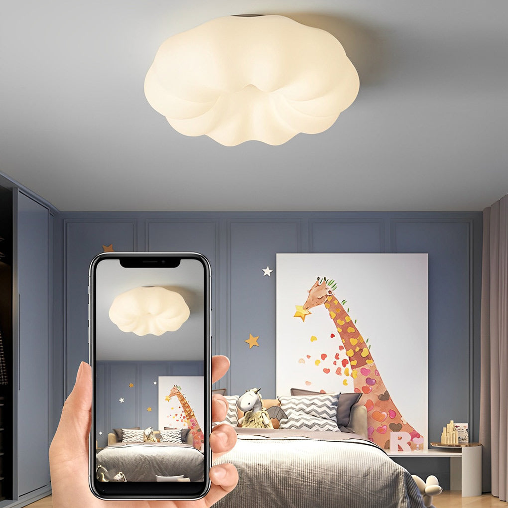 Pumpkin Shape LED Ceiling Light with Stepless Dimming - White