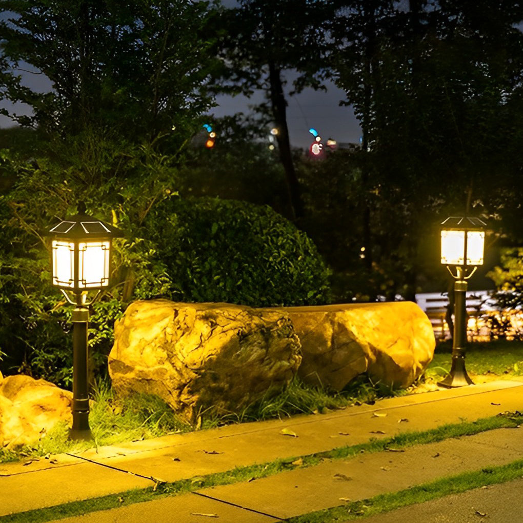 Solar LED Post Light with 3-Step Dimming | Aluminum & Glass