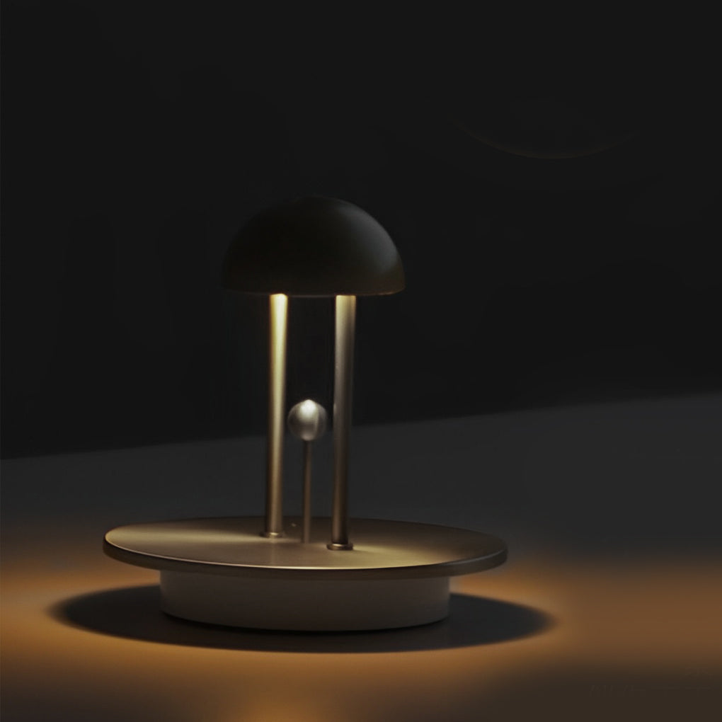 Modern Nickel Table Lamp with Touch Dimming & USB Rechargeable