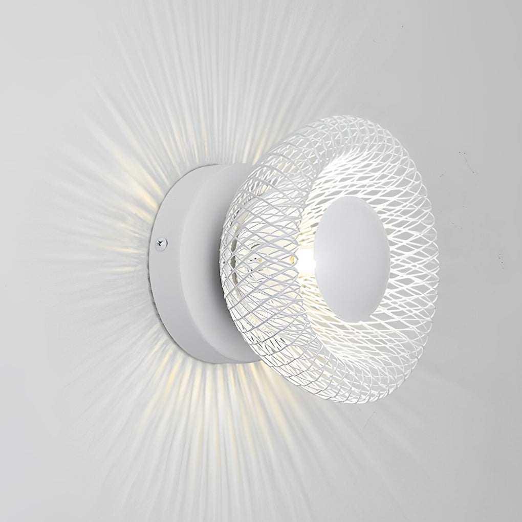 Modern Circular Nest Grid LED Wall Sconce – Iron Finish