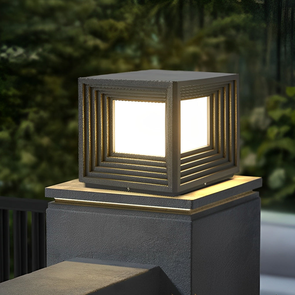 Modern Square Solar Post Cap Light - Waterproof LED Outdoor
