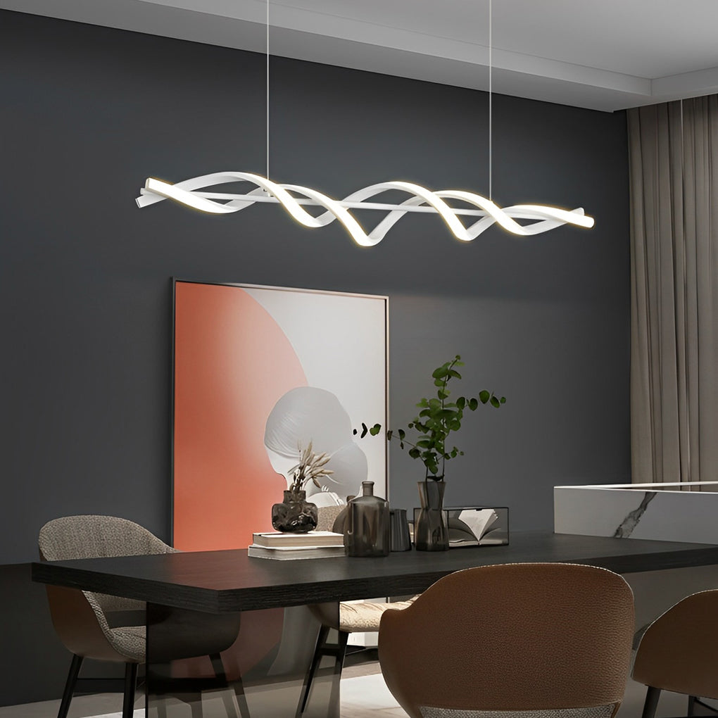 Modern Spiral White LED Chandelier with Dimmable Remote Control