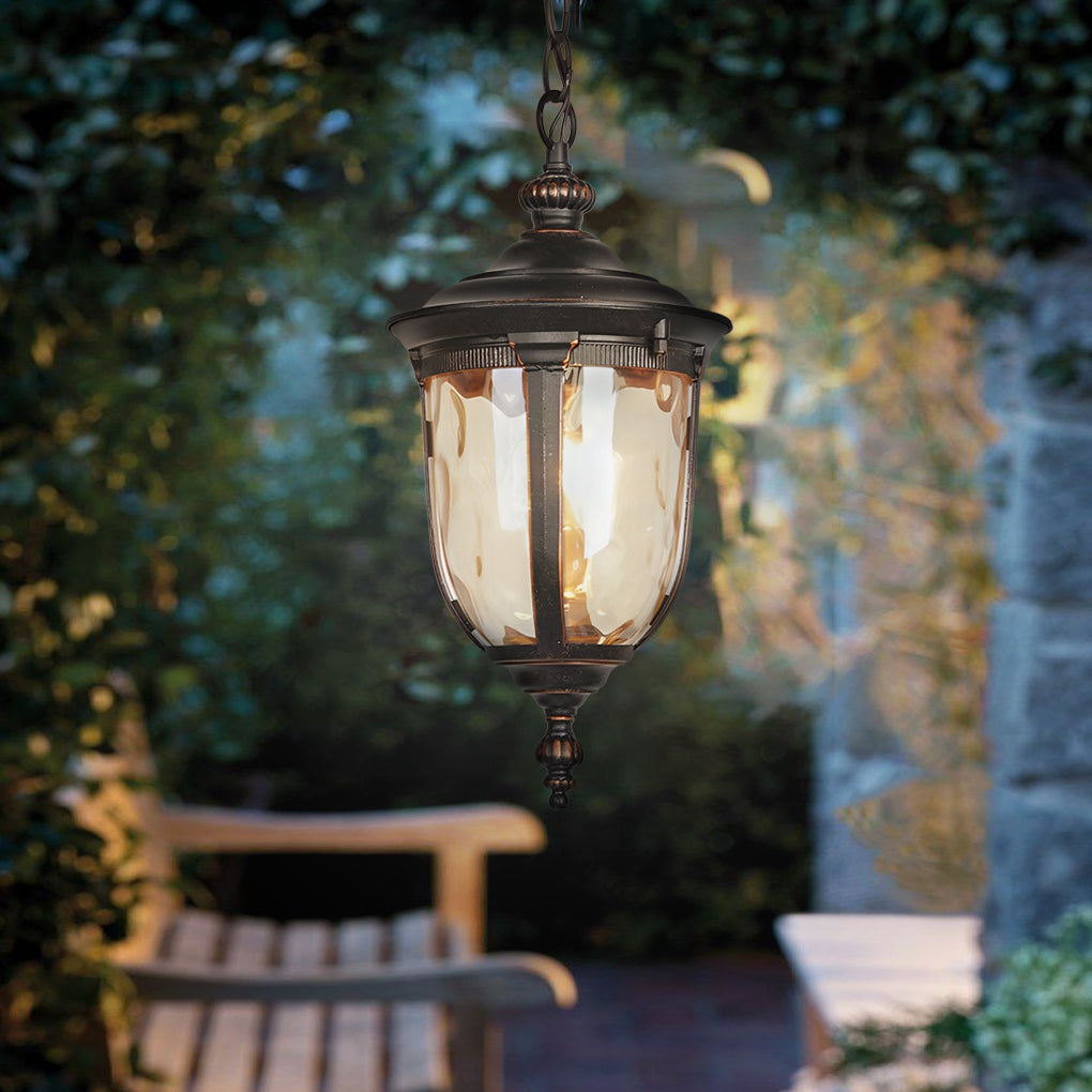 Waterproof Glass Outdoor Pendant Light Black Modern Industrial