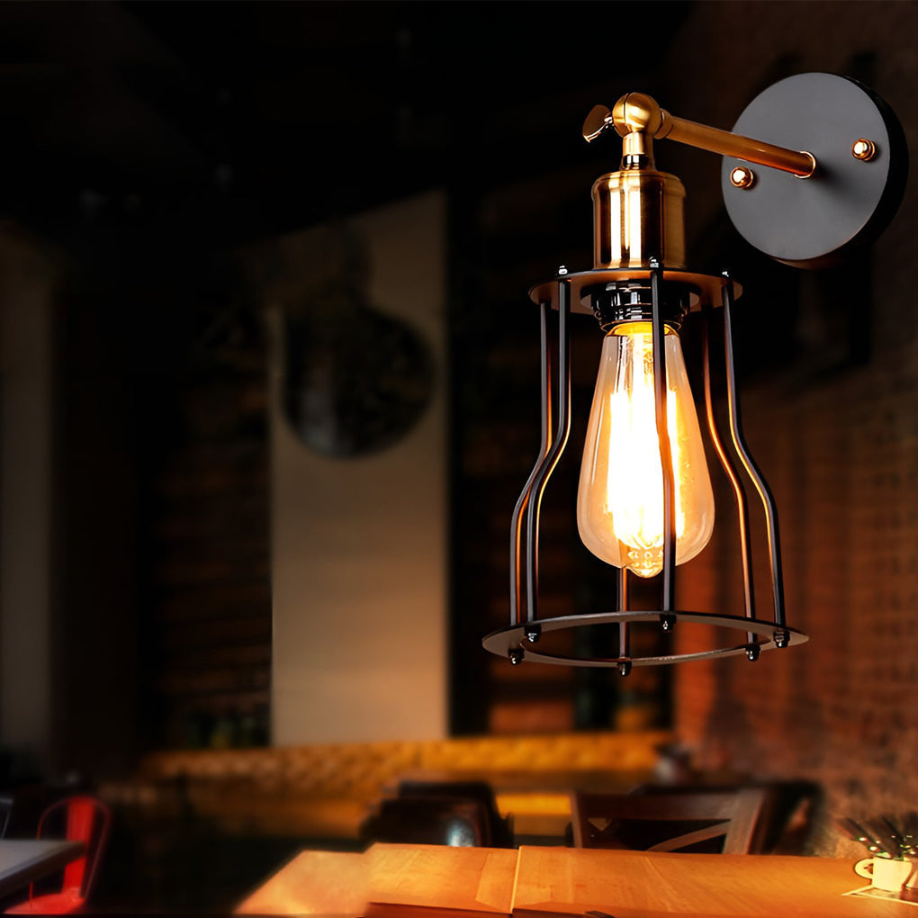 Adjustable Industrial Wall Sconce - Iron & Copper E27 Socket