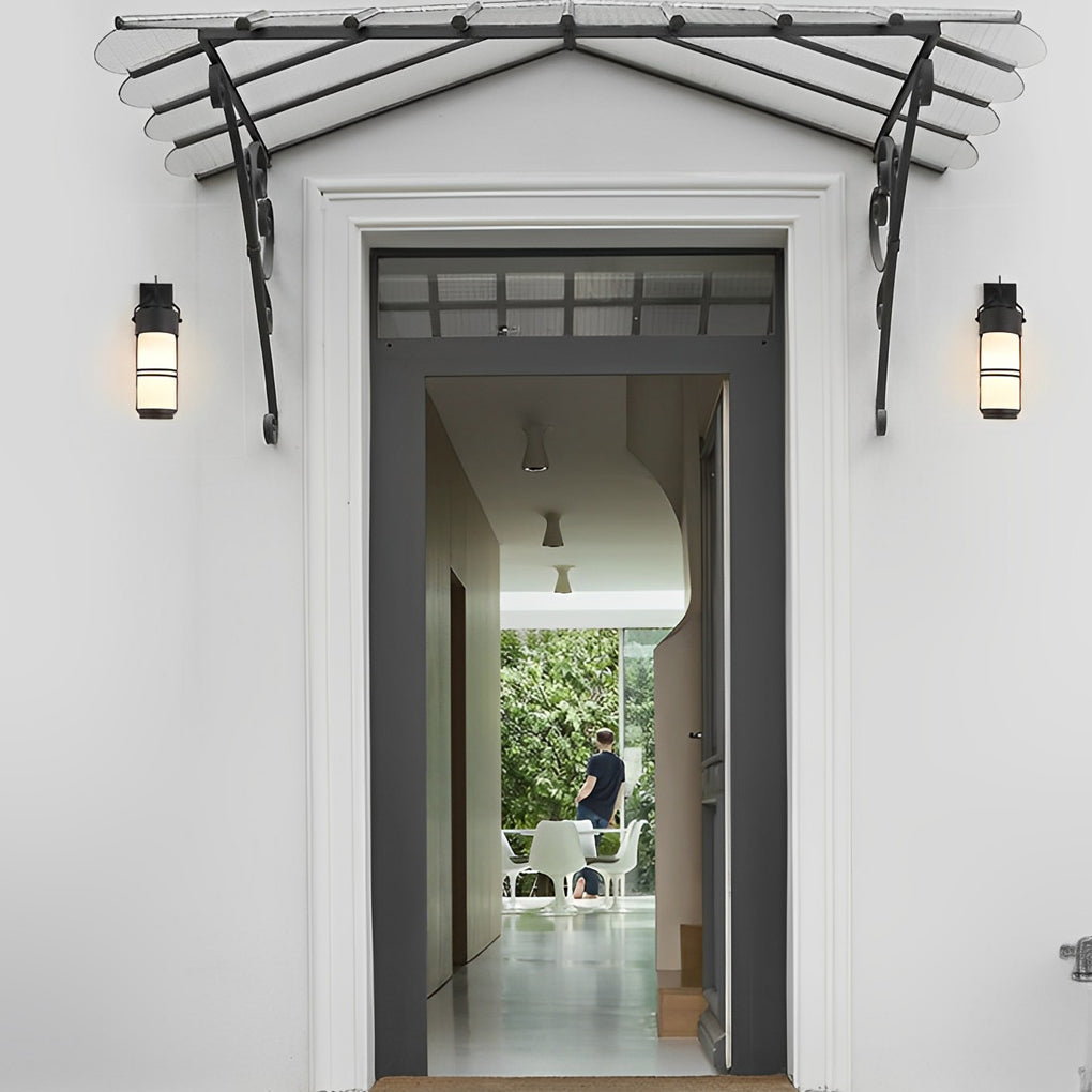 Retro Black Iron Wall Sconce with Glass Shade – Waterproof Outdoor