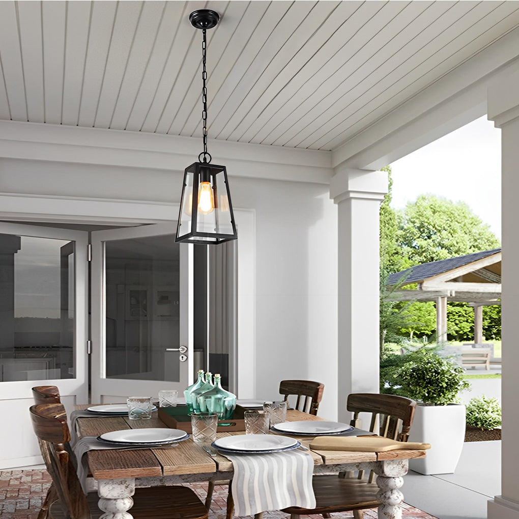 Waterproof Iron Glass Outdoor Pendant Light - Modern Black 6W LED