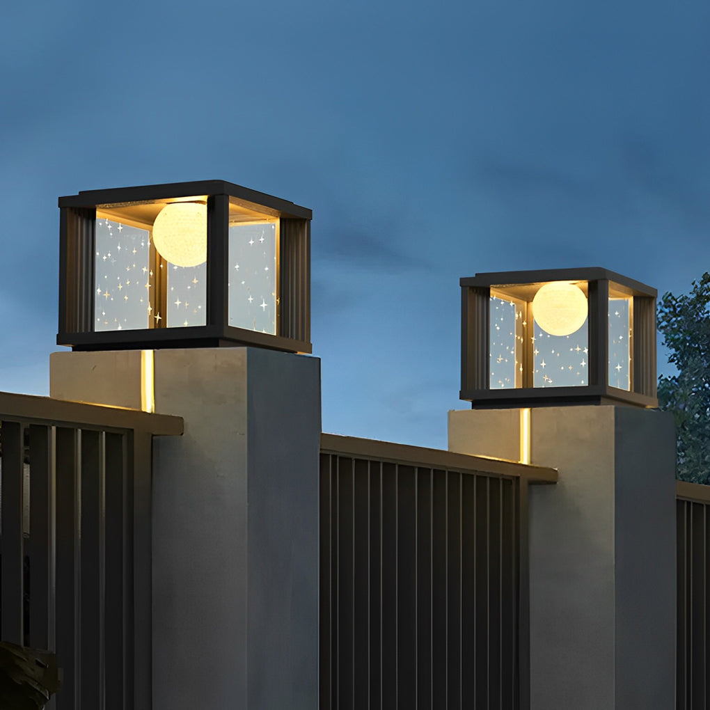Crystal Glass Ball Solar LED Fence Post Lamp - Waterproof Outdoor