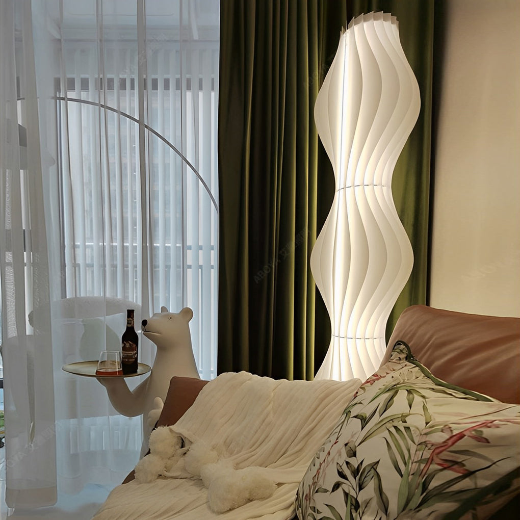 Modern Coastal Wavy Acrylic LED Floor Lamp White 68"