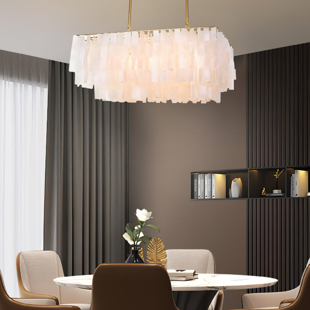 Capiz Shell Chandelier 3-Light Traditional Brass Finish