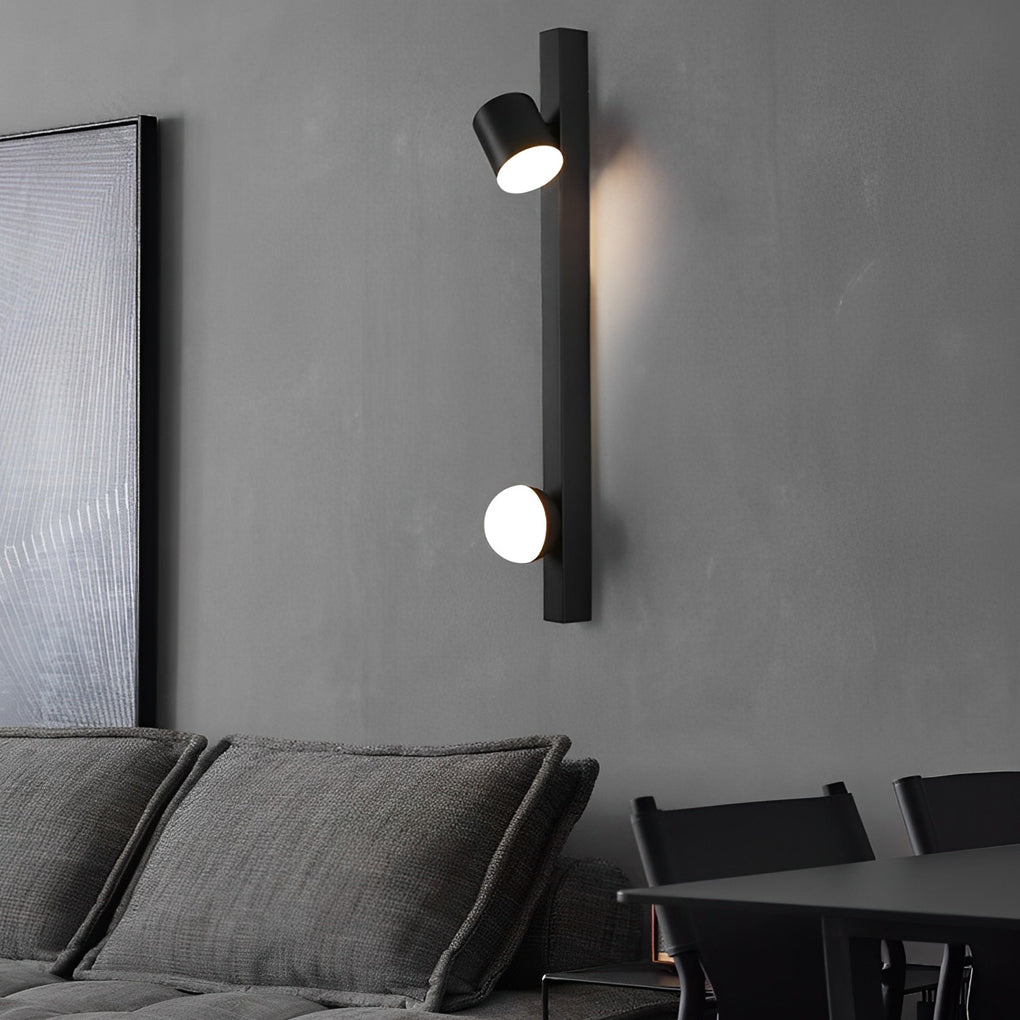 Adjustable Modern Black Wall Sconce with Dual LED Spotlights