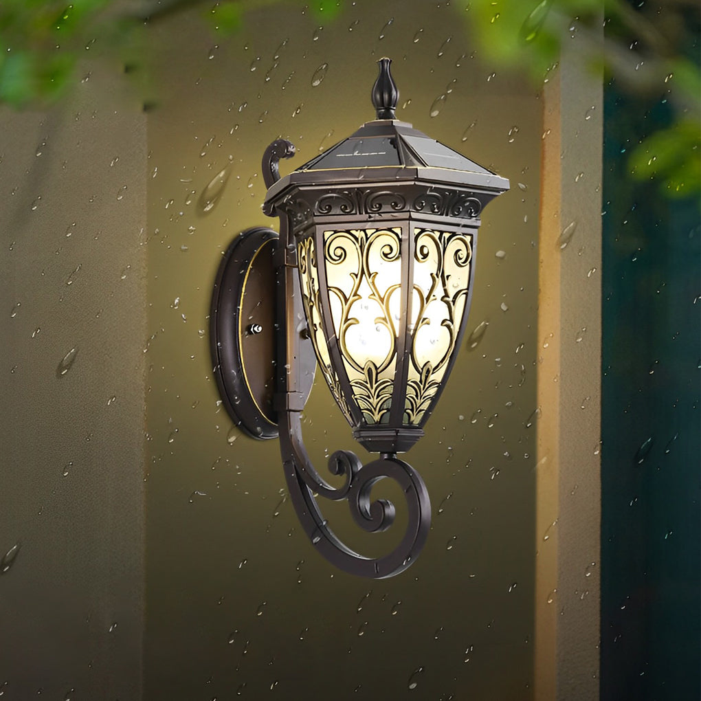 Solar Flower Pattern Outdoor Wall Lamp with Remote Control