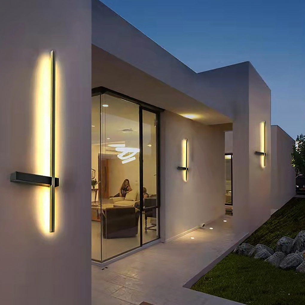 Modern Black Aluminum LED Outdoor Wall Light with Interlaced Design