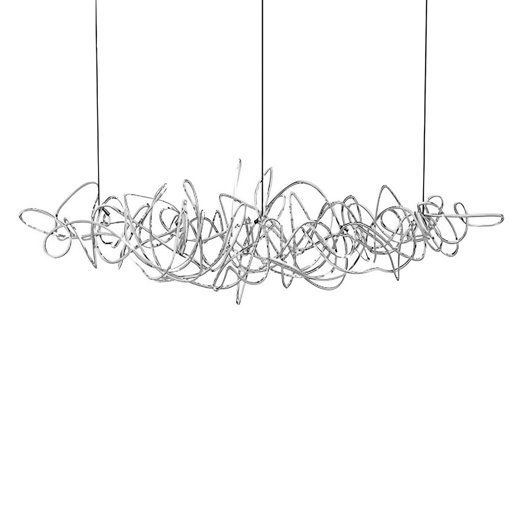 Sculptural Wave LED Chandelier – Electroplated Metal