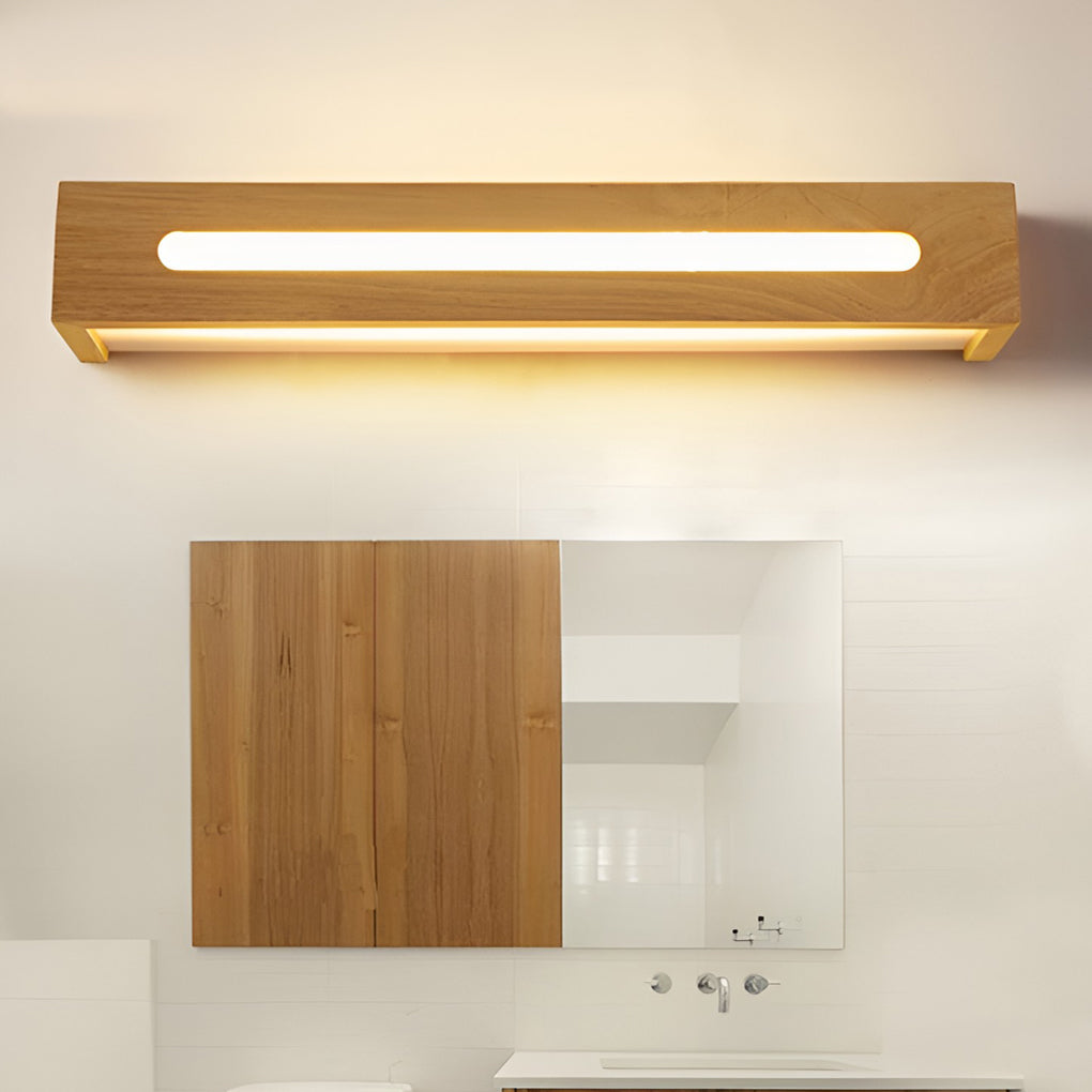 Rectangular Wood LED Wall Sconce Mirror Light Nordic Minimalist