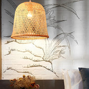 Hand-Woven Bamboo Pendant Light - Natural Round Ceiling Fixture